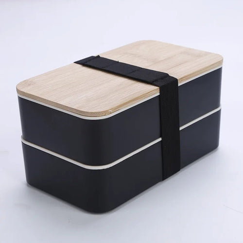 2-Layer Food Storage Container Portable Worker Student Wheat Straw