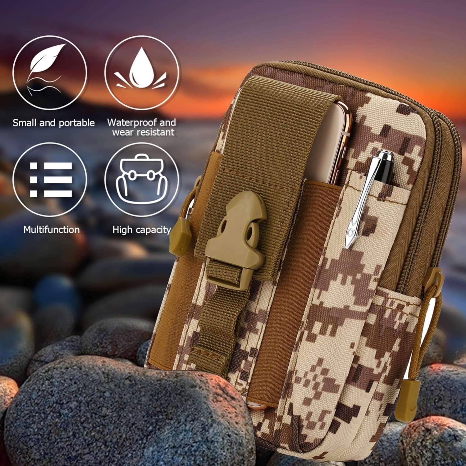 JupiterGear Tactical MOLLE Military Pouch Waist Bag for Hiking,