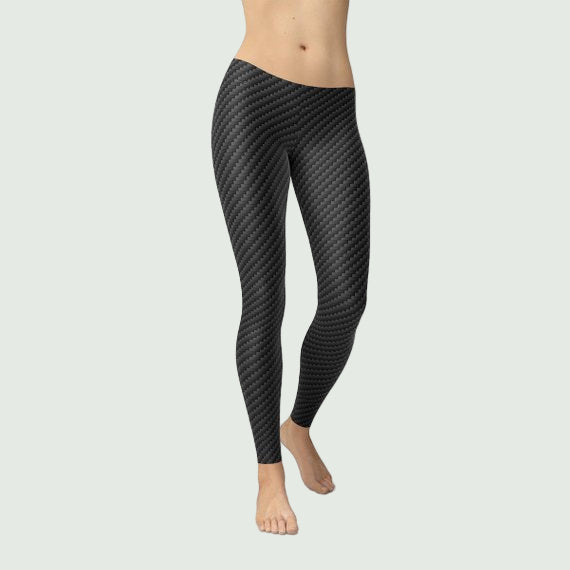 Womens Black Carbon Fiber Leggings