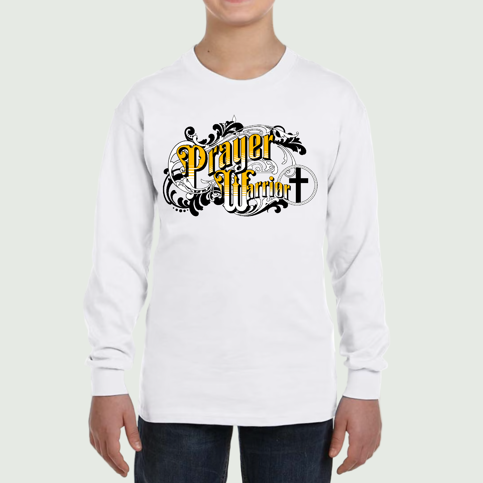 Youth Long Sleeve Graphic T-shirt - Prayer Warrior Victorian Style