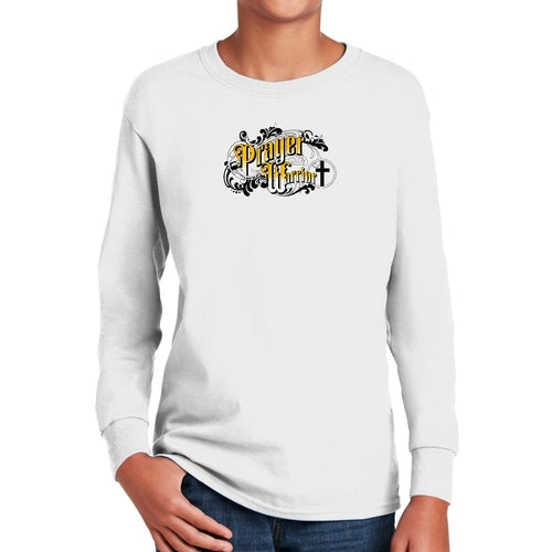 Youth Long Sleeve Graphic T-shirt - Prayer Warrior Victorian Style